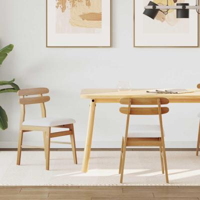 Eetkamerstoel 2 pcs Natuurlijk en Licht Massief Rubberhout Eetkamerstoel 2 pcs Natuurlijk en Licht Massief Rubberhout