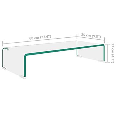 TV-meubel/monitorverhoger transparant 60x25x11 cm glas