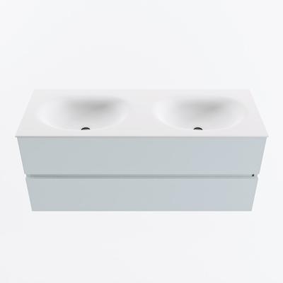 MONDIAZ VICA 120cm badmeubel onderkast Clay 2 lades. Wastafel MOON dubbel zonder kraangat, kleur Talc.