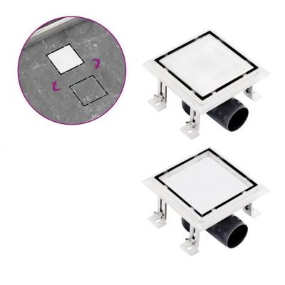 vidaXL Doucheafvoer met 2-in-1 deksels 12x12 cm roestvrij staal