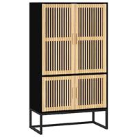 Hoge kast 70x35x125 cm bewerkt hout zwart - thumbnail