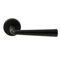 Hardbrass Deurkruk Mikonos op rond rozet - zwart - thumbnail