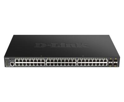 D-Link DGS-1250-52XMP, 52-Port Layer 2/3 Smart Managed PoE Gigabit Switch (48 x 10/100/1000 Mbit/s BaseT PoE+ Port, 4 x 10G OptiPlex + slot, 370W PoE-capaciteit, 19 inch metalen behuizing)