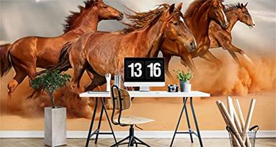 Fotobehang - Galopperende Paarden in de Woestijn, 11 maten, premium print, inclusief behanglijm