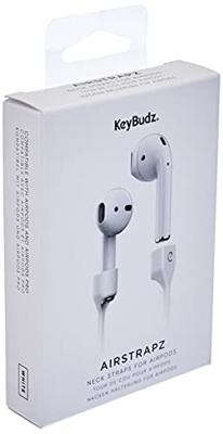 Keybudz AirStrapz houder houderband, opslag voor Apple AirPods Pro & AirPods, hoofdtelefoon oortelefoon accessoires, wit