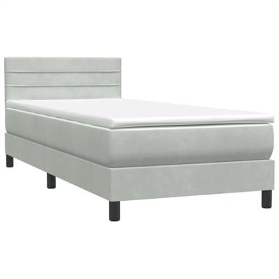 Boxspring met matras en LED fluweel lichtgrijs 90x220 cm