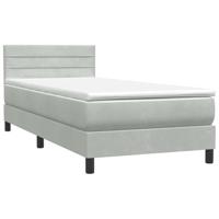 Boxspring met matras en LED fluweel lichtgrijs 90x220 cm - thumbnail