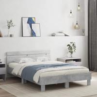 Bedframe met hoofdeinde bewerkt hout betongrijs 120x190 cm - thumbnail