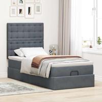Ottoman bed met matrassen en LED's 90x190cm fluweel donkergrijs - thumbnail