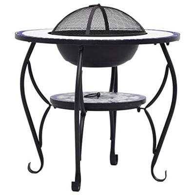 VidaXL Vuurtafel mozaïek 68 cm keramiek blauw en wit
