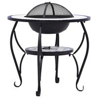 VidaXL Vuurtafel mozaïek 68 cm keramiek blauw en wit - thumbnail