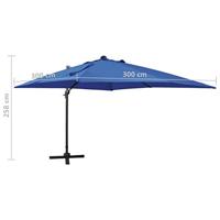 VidaXL Zweefparasol met paal en led-verlichting 300 cm azuurblauw - thumbnail