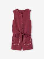 Set met short en top meisjes van katoengaas terracotta - thumbnail