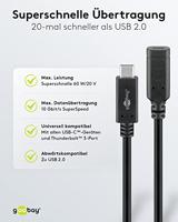 Goobay USB-C male - USB-C female verlengkabel | 1m zwart - 9550230 - thumbnail