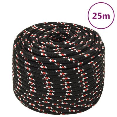 Boot touw 12 mm 25 m polypropyleen zwart