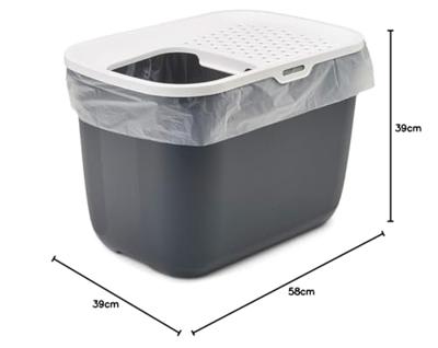 SAVIC KATTENBAK HOP IN ANTRACIET / WIT 58,5X39X39,5 CM