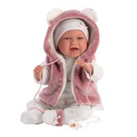 Babypop Mimi Lachebekje Roze vestje met capuchon - 42 cm - thumbnail