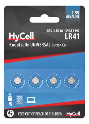 HyCell Knoopcel LR41 1.5 V 4 stuk(s) 30 mAh Alkaline AG3