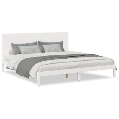 Bedframe extra lang zonder matras massief hout wit 180x220 cm
