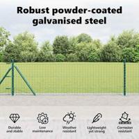 VidaXL Afrasteringspaal 13 pcs groen staal - thumbnail