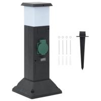 VidaXL Tuinstopcontact met lamp en grondpin 2-wegs 16x16x39,5 cm - thumbnail