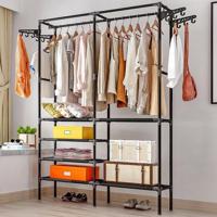 Slaapkamer vloer eenvoudige mobiele Coat Rack hanger (zwart) - thumbnail