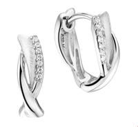 TFT Klapcreolen Zirkonia Zilver Gerhodineerd Glanzend - thumbnail