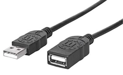 Manhattan 338653-CG USB-kabel USB 2.0 USB-A stekker, USB-A bus 1.80 m Zwart Vergulde steekcontacten, UL gecertificeerd