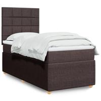 Boxspring met matras stof donkerbruin 90x190 cm - thumbnail