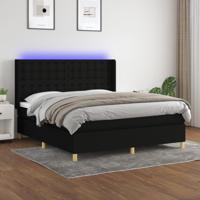 Boxspring met matras en LED stof zwart 180x200 cm - thumbnail