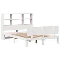 Bed met boekenkast zonder matras grenenhout wit 140x190 cm - thumbnail