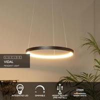 Lucide VIDAL - Hanglamp - Ø 58 cm - LED Dimb. - 1x48W 2700K - Zwart - thumbnail