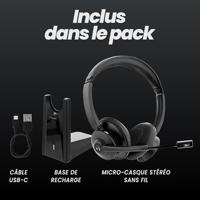 Tnb - ACTIV 1000X - Professionele Bluetooth + 2,4 GHz Koptelefoon, Oordopjes met Laadstation - Zwart - thumbnail