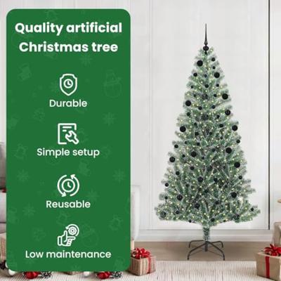 VidaXL Kunstmatige kerstboom sneeuw gevlochten met led licht 210 cm VidaXL Kunstmatige kerstboom sneeuw gevlochten met led licht 210 cm