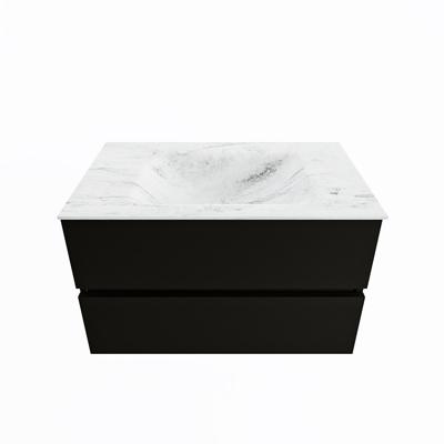 MONDIAZ VICA-DLUX 80cm badmeubel onderkast Urban 2 lades. Inbouw wastafel CLOUD midden zonder kraangat, kleur Opalo. MONDIAZ VICA-DLUX 80cm badmeubel onderkast Urban 2 lades. Inbouw wastafel CLOUD midden zonder kraangat, kleur Opalo.