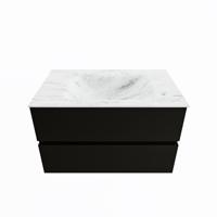 MONDIAZ VICA-DLUX 80cm badmeubel onderkast Urban 2 lades. Inbouw wastafel CLOUD midden zonder kraangat, kleur Opalo. - thumbnail