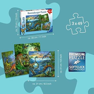 Ravensburger - dinosauriërs 3x49st. - thumbnail