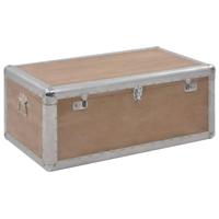 Opbergkist 91x52x40 cm massief vurenhout bruin - thumbnail