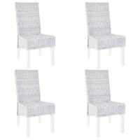 Eetkamerstoelen 4 st kubu rattan en mangohout wit - thumbnail