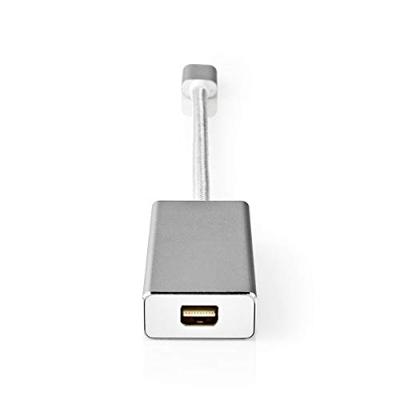 USB-Adapter | USB 3.2 Gen 1 | USB-C Male | Mini DisplayPort | 5 Gbps | 0.20 m | Rond | Verguld | Gebreid / Nylon | Zilver | Cover Window Box USB-Adapter | USB 3.2 Gen 1 | USB-C Male | Mini DisplayPort | 5 Gbps | 0.20 m | Rond | Verguld | Gebreid / Nylon | Zilver | Cover Window Box