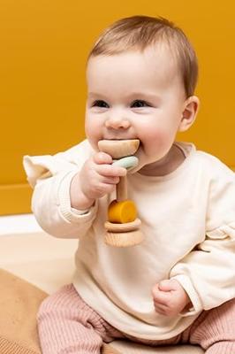 Trixie houten siliconen rammelaar - mr. lion