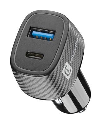Cellularline Autolader 48 W USB-A, USB-C USB PD Zwart Auto Snellader, USB Power Delivery (USB-PD)