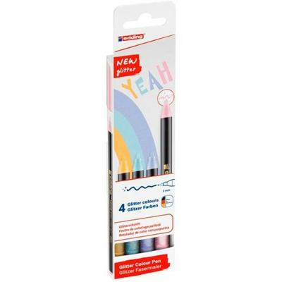 Edding glitter viltstift e-1200, assorti pastel, set van 4 stuks