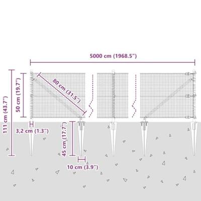 VidaXL Afrasteringspaal grijs 50 x 0,5 m (19 x 19 mm gaas) VidaXL Afrasteringspaal grijs 50 x 0,5 m (19 x 19 mm gaas)