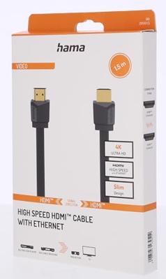 Hama High-speed HDMI-kabel Flexi-Slim, 4K, conn. - conn., ethernet, 1,5 m HDMI kabel