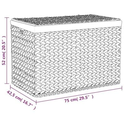 Wasmand met 3 vakken 75x42,5x52 cm waterhyacint