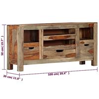VidaXL Dressoir 100x30x50 cm massief acaciahout grijs - thumbnail