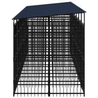 Hondenkennel met dak 12,9 m² staal - thumbnail