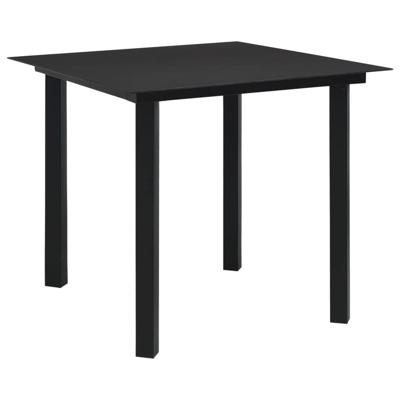 VidaXL Tuintafel 80x80x74 cm staal en glas zwart