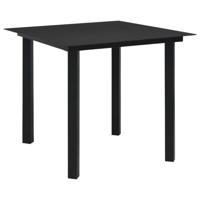 VidaXL Tuintafel 80x80x74 cm staal en glas zwart - thumbnail